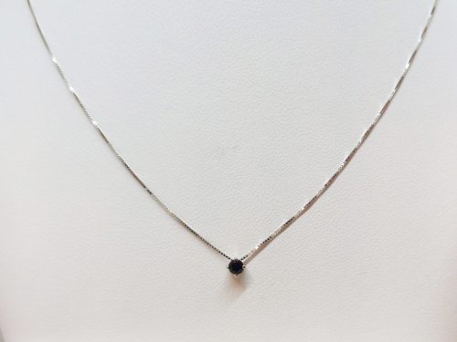 Collana punto luce in Oro Bianco 18kt con Diamante Nero
