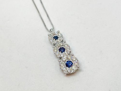 Collana NUOVA in Oro Bianco con Diamanti e Zaffiri