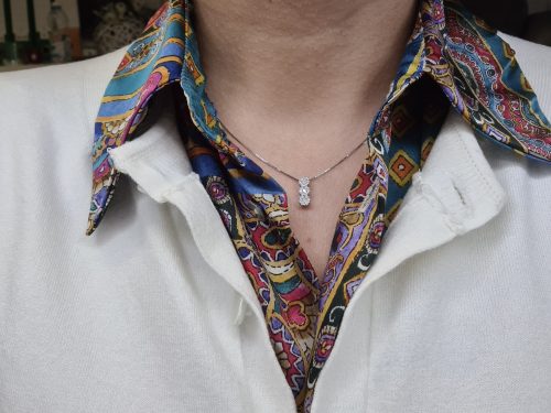 Catena in Oro 18 kt con Ciondolo Tre Margheritine Diamanti 0,30 Ct