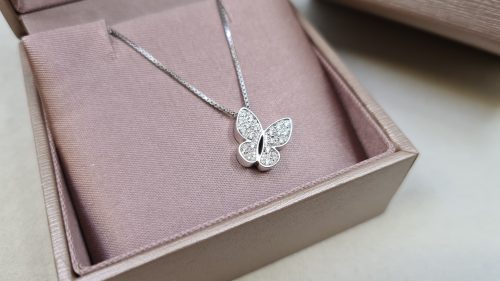 Catena Farfalla firmata Salvini Diamanti 0,20 Ct in Oro Bianco 18 kt