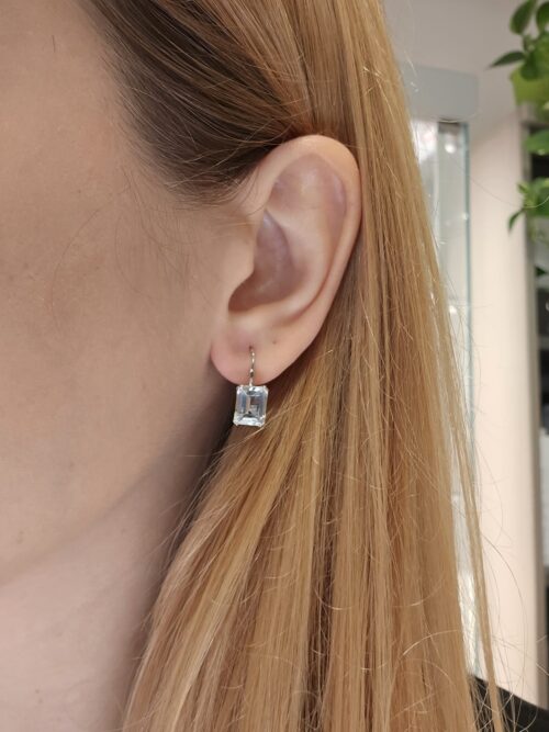 Orecchini Oro Bianco 18 Kt con Acquamarina 3.90 Ct