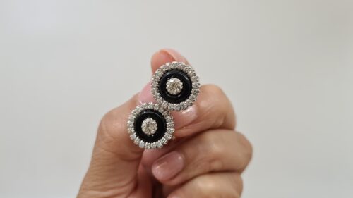 Orecchini a lobo in Oro 18 kt con Diamanti Complessivi 1,80 Ct