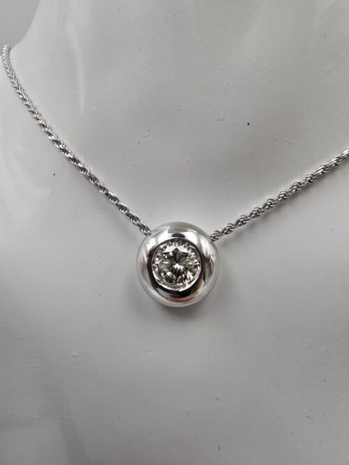 Collana Punto Luce Oro Bianco 18 Kt e Diamante Naturale 0.40 Ct I SI3