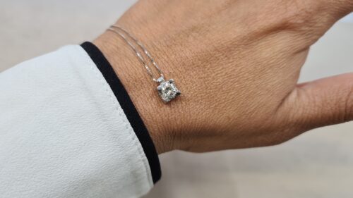 Catena in Oro Bianco 18 kt Punto Luce Diamante 0,53 Ct