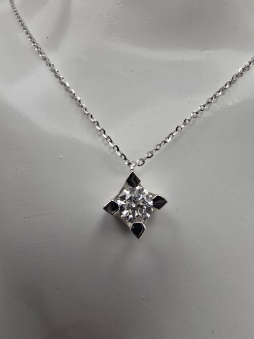 Collana Punto Luce Oro Bianco 18 Kt e Diamante Naturale 0.36 Ct H SI