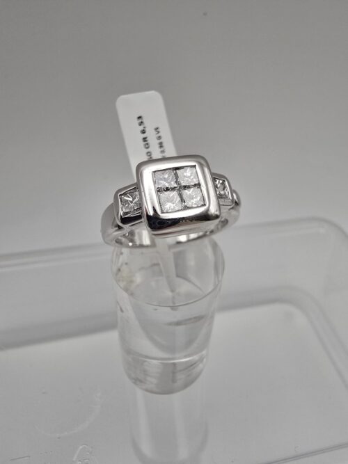 Anello Unisex in Oro Bianco 18 Kt e Diamanti Naturali