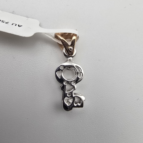 Ciondolo Chiave in Oro Bianco e Giallo 18 Kt