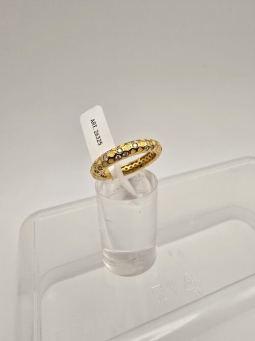 Anello in Oro Giallo 18 Kt con smalto e Diamantini- Giallo