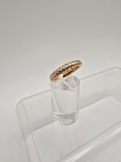 Anello in Oro Giallo 18 Kt con smalto e Diamantini- Arancione
